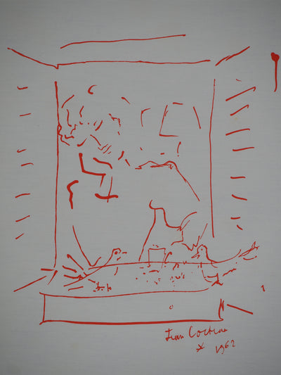 Jean COCTEAU : Colombophilie, Rêveur et pigeons, Lithographie originale (photo de détail 3) - Crédit photo : Galerie Art.Paris