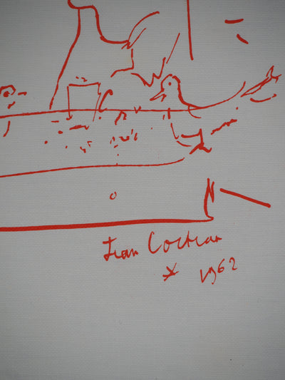 Jean COCTEAU : Colombophilie, Rêveur et pigeons, Lithographie originale (photo de détail 2) - Crédit photo : Galerie Art.Paris