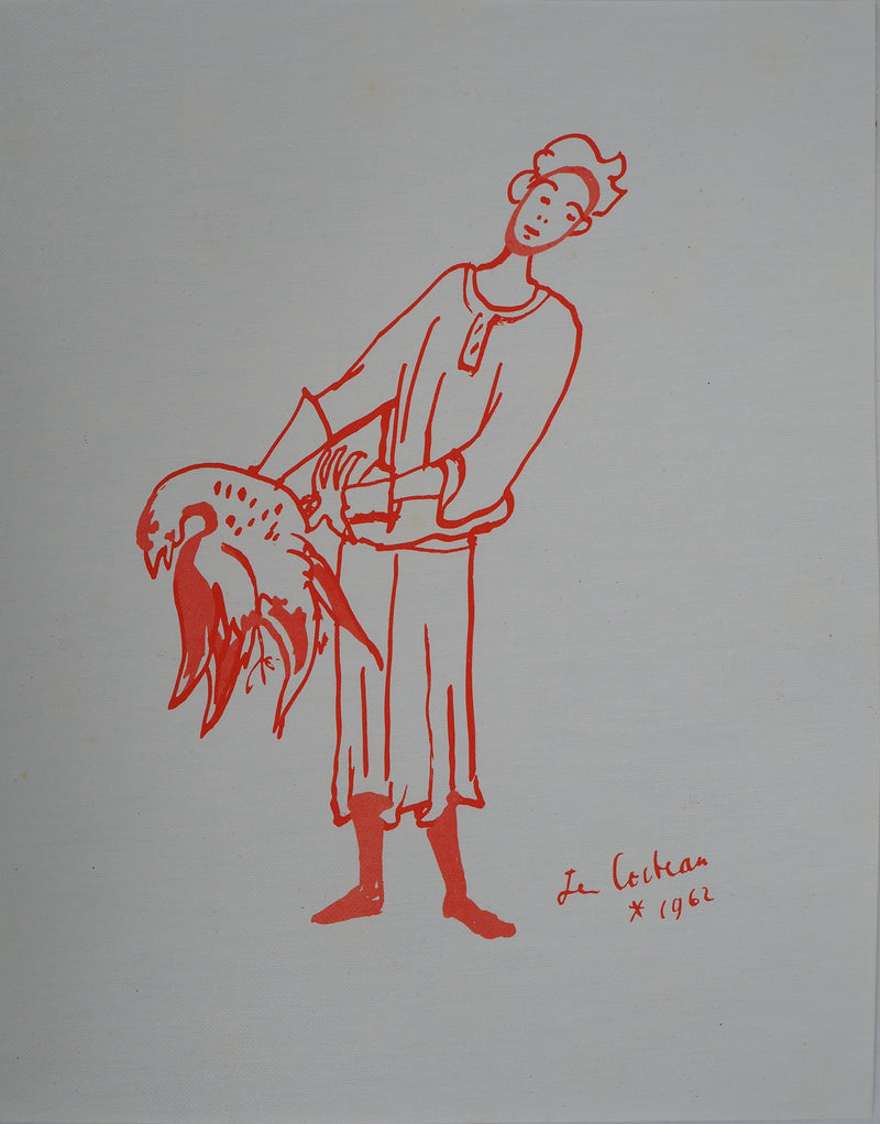 Jean COCTEAU : Jeune homme et oie, Lithographie originale (vue générale) - Crédit photo : Galerie Art.Paris