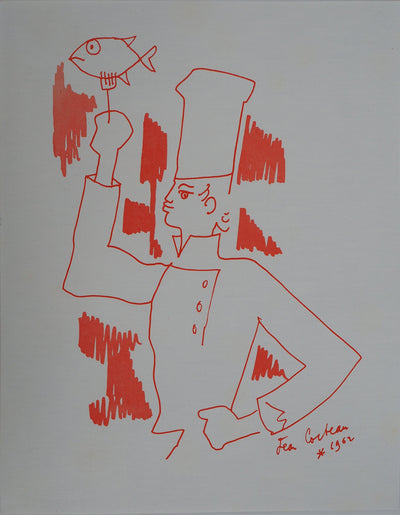 Jean COCTEAU : Le chef cuisinier, Lithographie originale (vue générale) - Crédit photo : Galerie Art.Paris