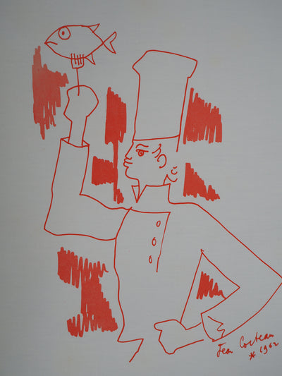 Jean COCTEAU : Le chef cuisinier, Lithographie originale (photo de détail 2) - Crédit photo : Galerie Art.Paris