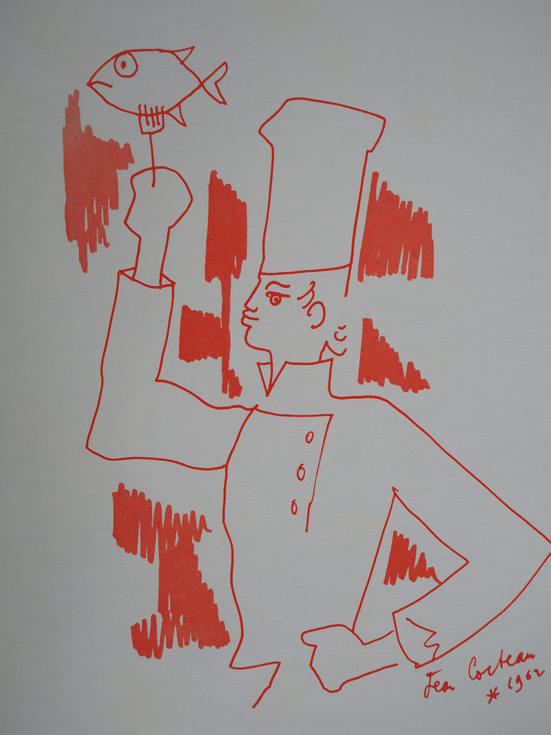 Jean COCTEAU : Le chef cuisinier, Lithographie originale (photo de détail 2) - Crédit photo : Galerie Art.Paris