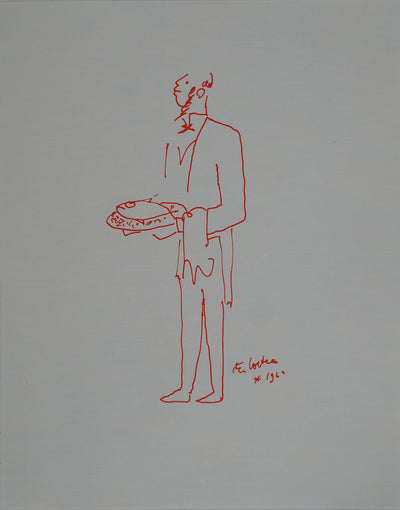 Jean COCTEAU : Le serveur élégant, Lithographie originale (vue générale) - Crédit photo : Galerie Art.Paris