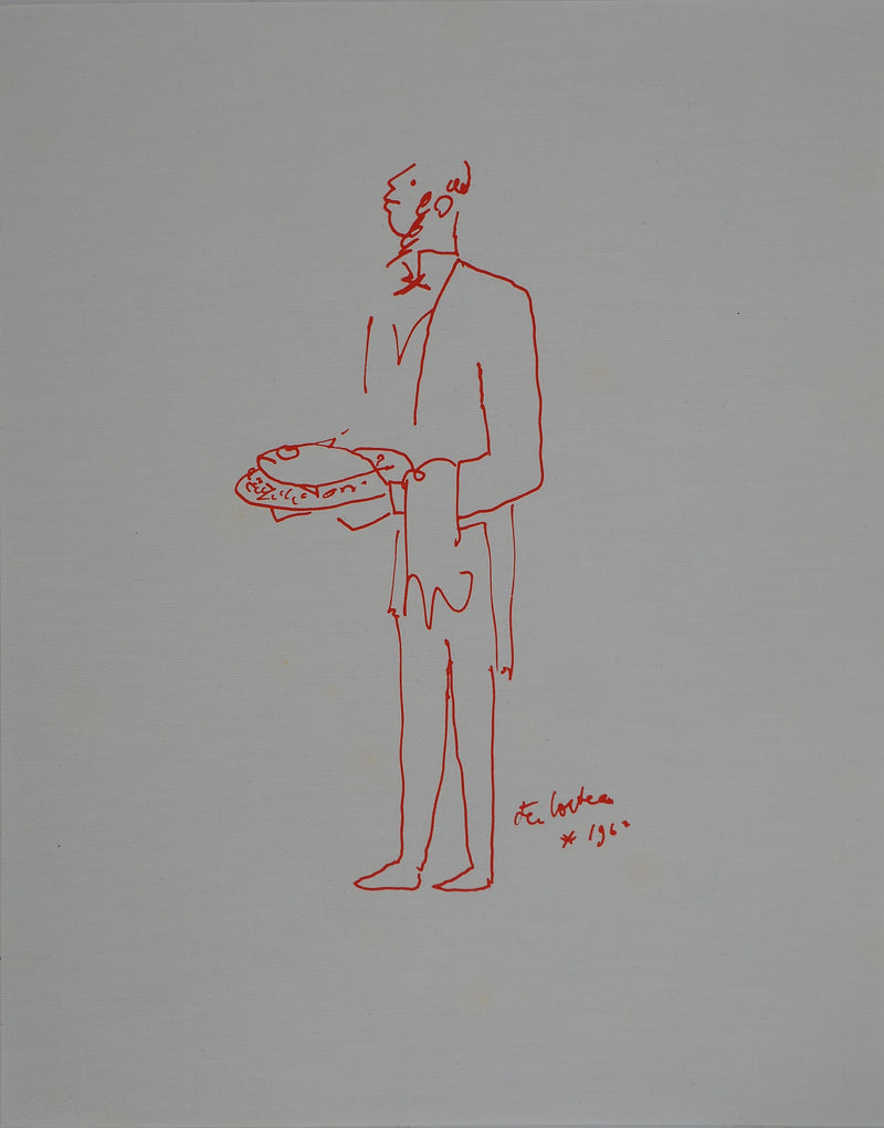 Jean COCTEAU : Le serveur élégant, Lithographie originale (vue générale) - Crédit photo : Galerie Art.Paris