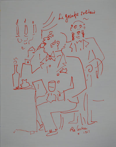 Jean COCTEAU : Gourmandise, le goinfre solitaire, Lithographie originale (vue générale) - Crédit photo : Galerie Art.Paris
