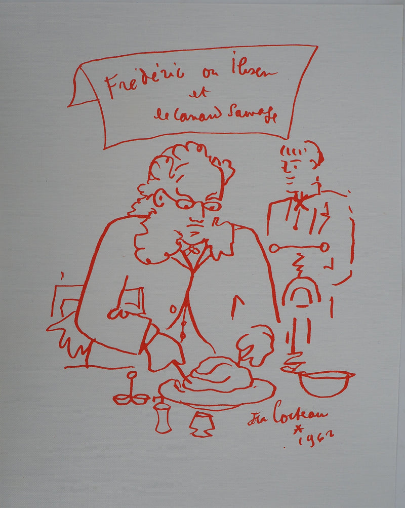 Jean COCTEAU : Cuisinier préparant du canard, Lithographie originale (vue générale) - Crédit photo : Galerie Art.Paris