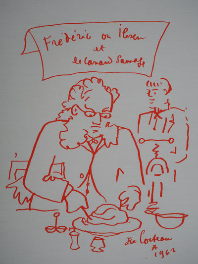 Jean COCTEAU : Cuisinier préparant du canard, Lithographie originale (photo de détail 2) - Crédit photo : Galerie Art.Paris