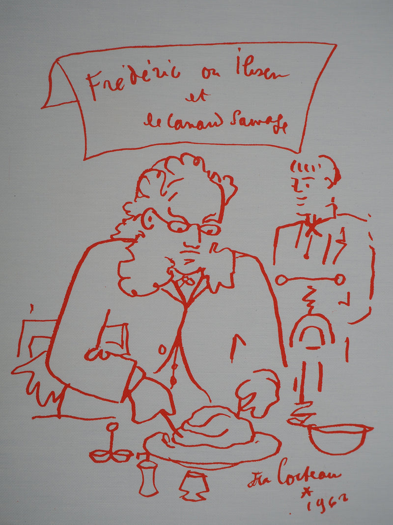 Jean COCTEAU : Cuisinier préparant du canard, Lithographie originale (photo de détail 2) - Crédit photo : Galerie Art.Paris