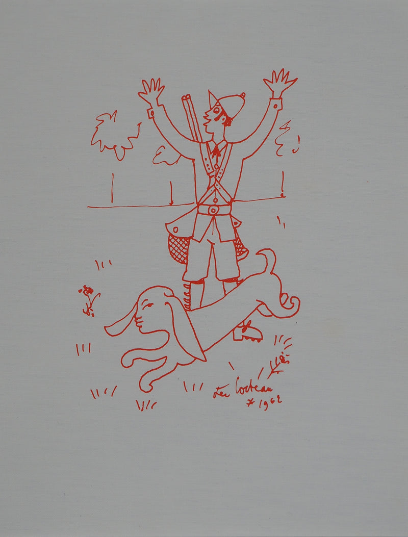 Jean COCTEAU : Chasseur er son chien, Lithographie originale (photo de détail 3) - Crédit photo : Galerie Art.Paris