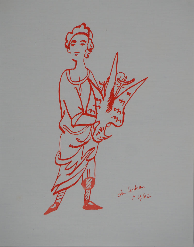 Jean COCTEAU : Le jeune chasseur, Lithographie originale (vue générale) - Crédit photo : Galerie Art.Paris