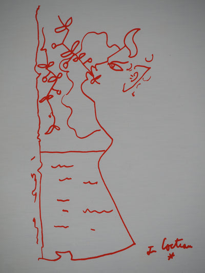 Jean COCTEAU : Faune de profil et mer, Lithographie originale (photo de détail 2) - Crédit photo : Galerie Art.Paris