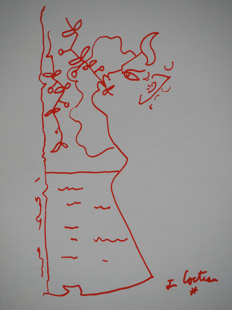 Jean COCTEAU : Faune de profil et mer, Lithographie originale (photo de détail 2) - Crédit photo : Galerie Art.Paris