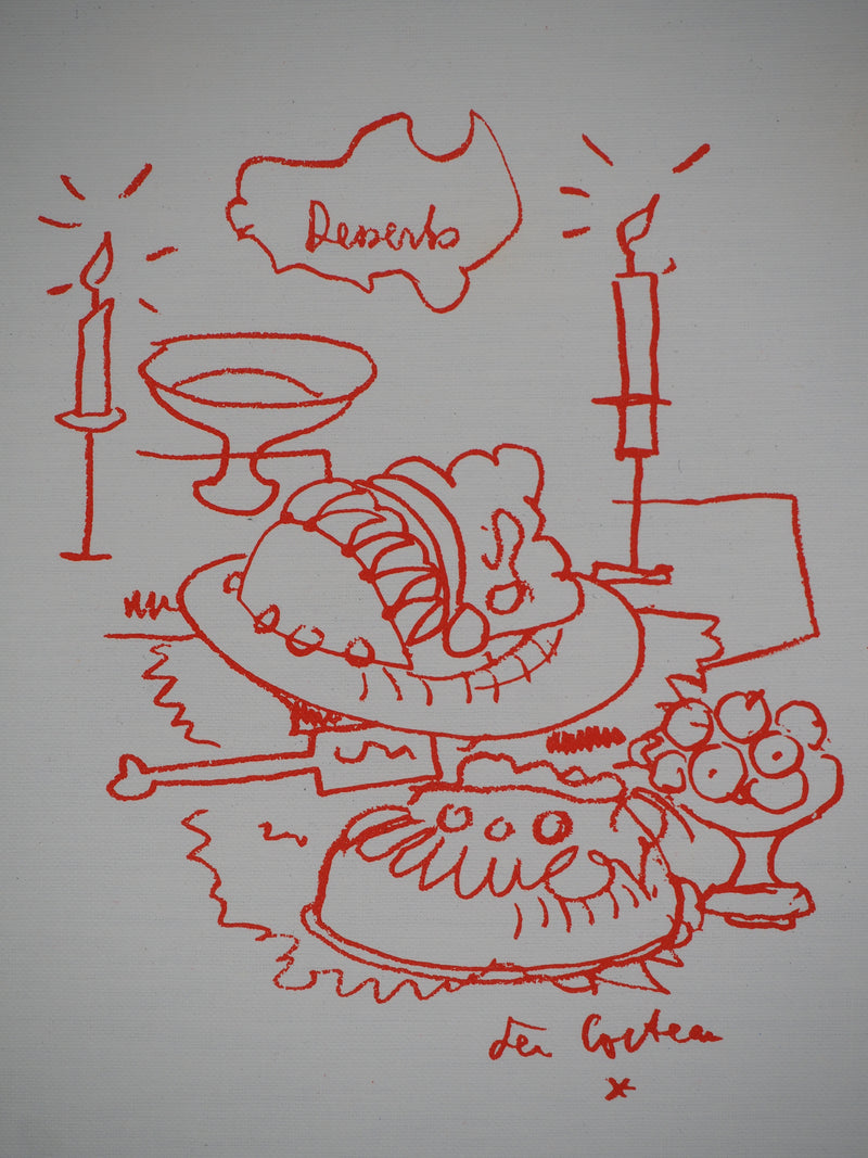 Jean COCTEAU : Le buffet de desserts, Lithographie originale (photo de détail 2) - Crédit photo : Galerie Art.Paris