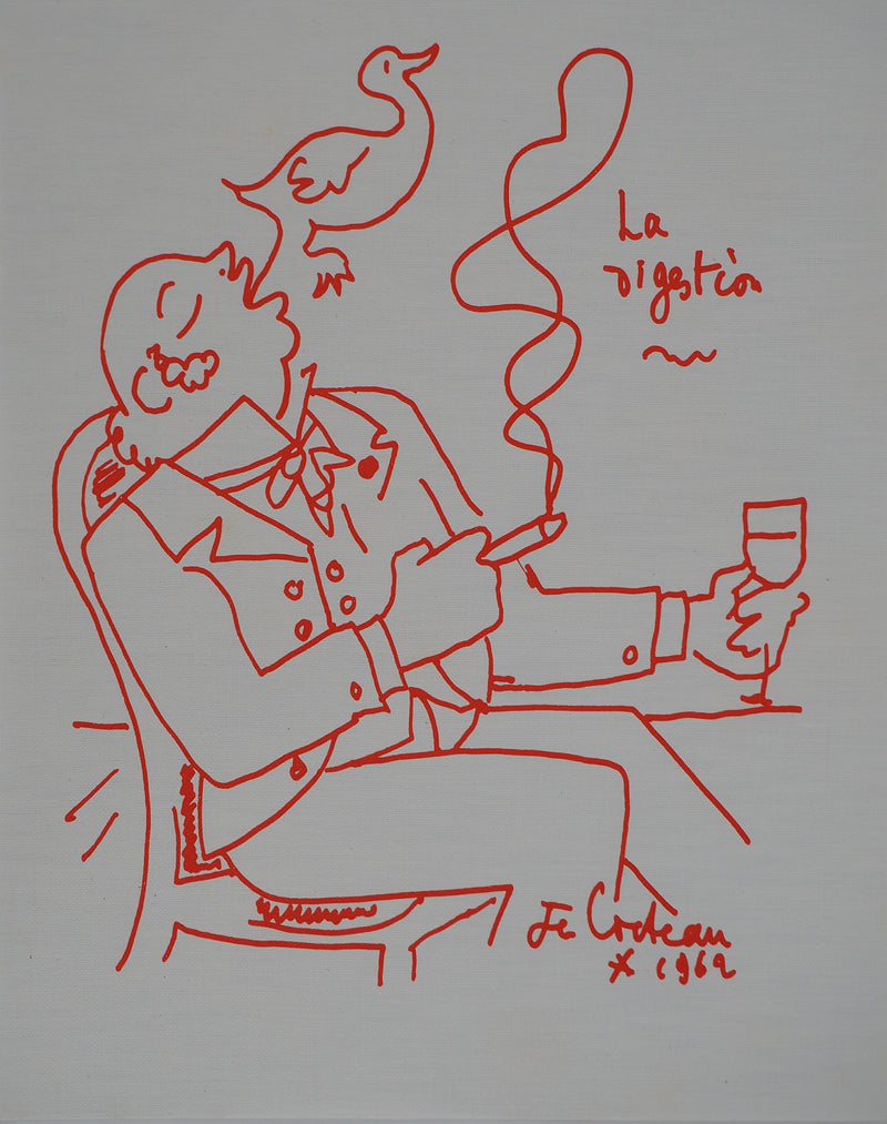 Jean COCTEAU : Après un bon repas, la digestion, Lithographie originale (vue générale) - Crédit photo : Galerie Art.Paris