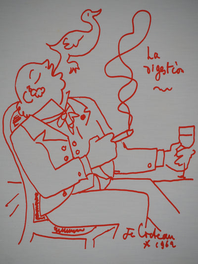 Jean COCTEAU : Après un bon repas, la digestion, Lithographie originale (photo de détail 3) - Crédit photo : Galerie Art.Paris