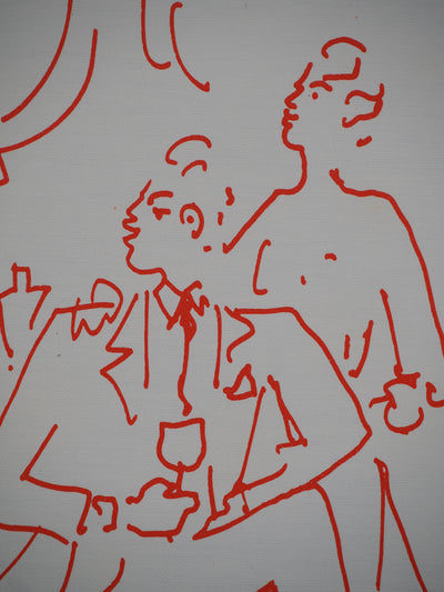 Jean COCTEAU : Entre amis au comptoir du bar, Lithographie originale (photo de détail 4) - Crédit photo : Galerie Art.Paris