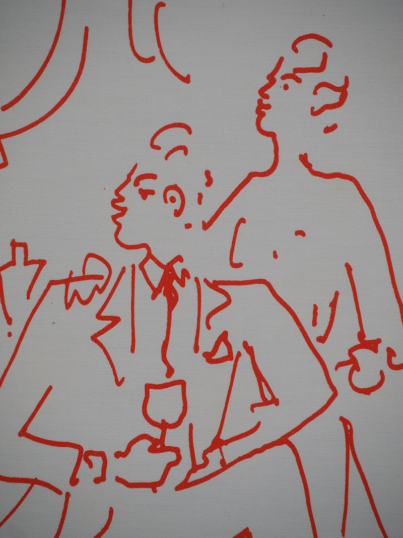 Jean COCTEAU : Entre amis au comptoir du bar, Lithographie originale (photo de détail 4) - Crédit photo : Galerie Art.Paris