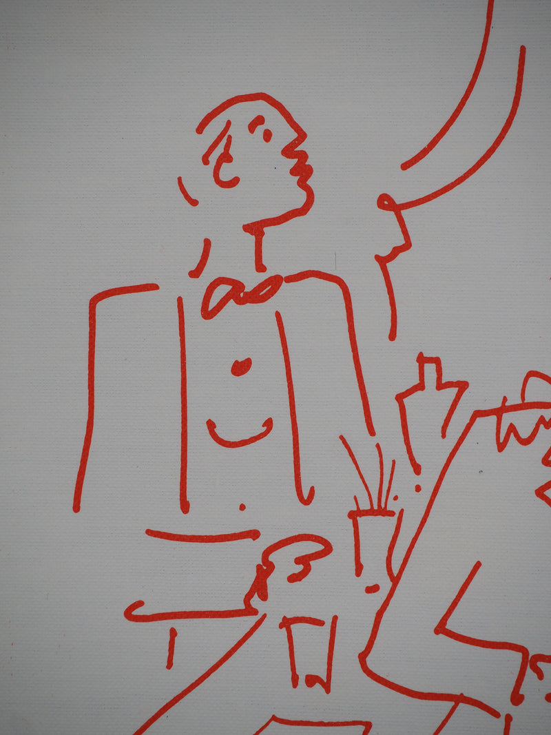 Jean COCTEAU : Entre amis au comptoir du bar, Lithographie originale (photo de détail 5) - Crédit photo : Galerie Art.Paris