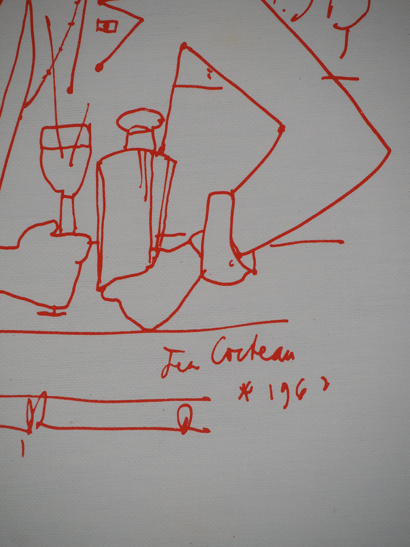 Jean COCTEAU : Autoportrait en barman, Lithographie originale (photo de détail 3) - Crédit photo : Galerie Art.Paris