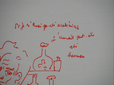 Jean COCTEAU : Autoportrait en barman, Lithographie originale (photo de détail 4) - Crédit photo : Galerie Art.Paris