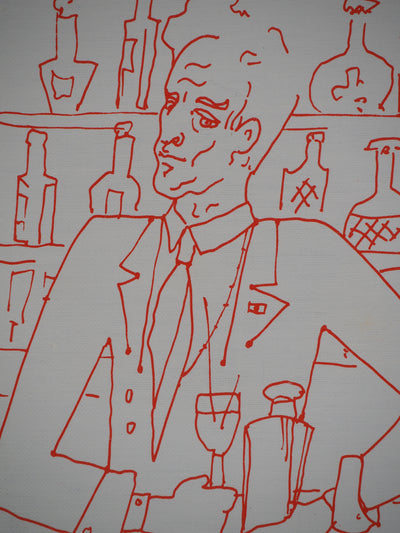 Jean COCTEAU : Autoportrait en barman, Lithographie originale (photo de détail 5) - Crédit photo : Galerie Art.Paris