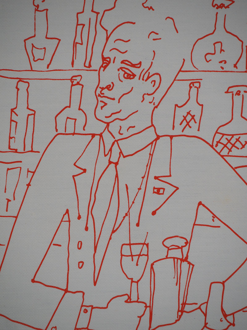 Jean COCTEAU : Autoportrait en barman, Lithographie originale (photo de détail 5) - Crédit photo : Galerie Art.Paris