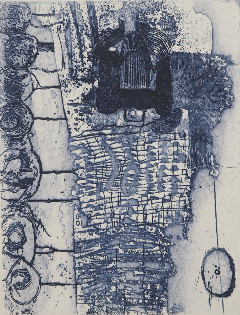 Jean-Pierre VIELFAURE : Composition bleue, Gravure originale signée