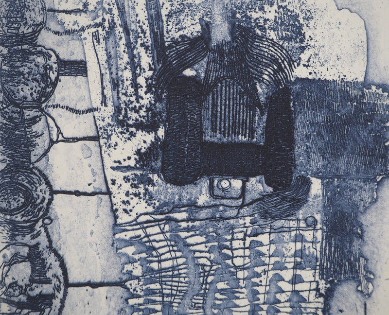 Jean-Pierre VIELFAURE : Composition bleue, Gravure originale signée