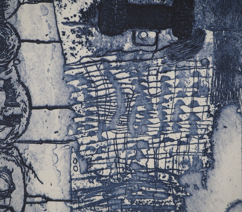 Jean-Pierre VIELFAURE : Composition bleue, Gravure originale signée