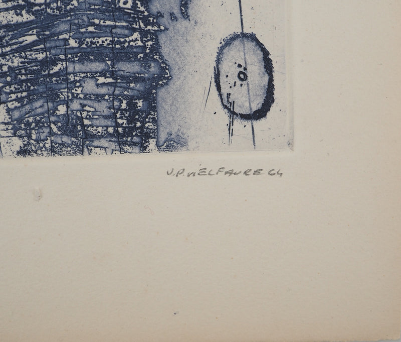 Jean-Pierre VIELFAURE : Composition bleue, Gravure originale signée