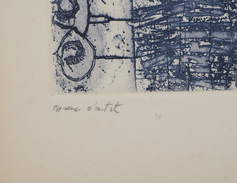 Jean-Pierre VIELFAURE : Composition bleue, Gravure originale signée