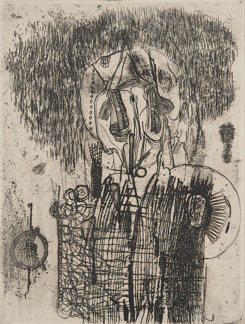 Jean-Pierre VIELFAURE : Personnage abstrait, Gravure originale signée
