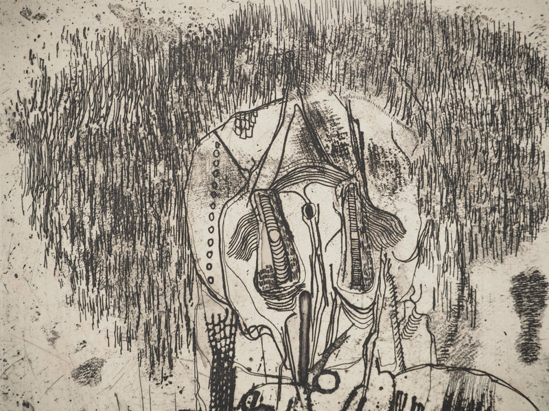 Jean-Pierre VIELFAURE : Personnage abstrait, Gravure originale signée