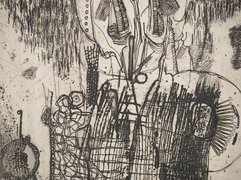 Jean-Pierre VIELFAURE : Personnage abstrait, Gravure originale signée