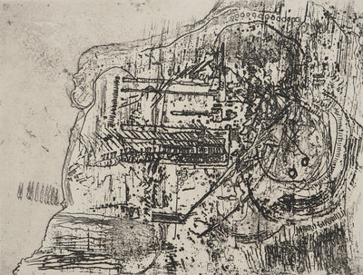 Jean-Pierre VIELFAURE : Composition au rocher, Gravure originale signée