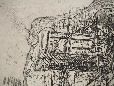 Jean-Pierre VIELFAURE : Composition au rocher, Gravure originale signée