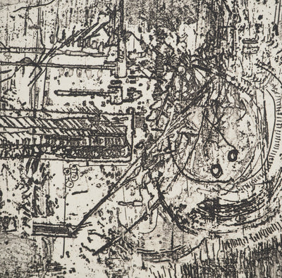 Jean-Pierre VIELFAURE : Composition au rocher, Gravure originale signée