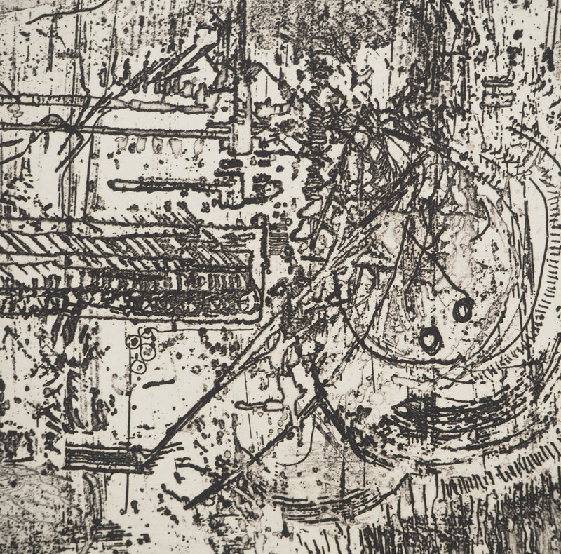 Jean-Pierre VIELFAURE : Composition au rocher, Gravure originale signée