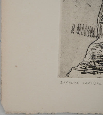 Jean-Pierre VIELFAURE : Composition au rocher, Gravure originale signée