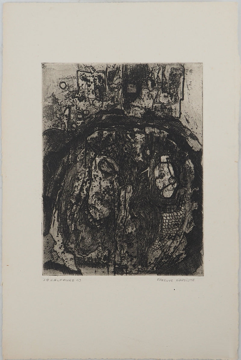 Jean-Pierre VIELFAURE : Obscurité, Gravure originale signée