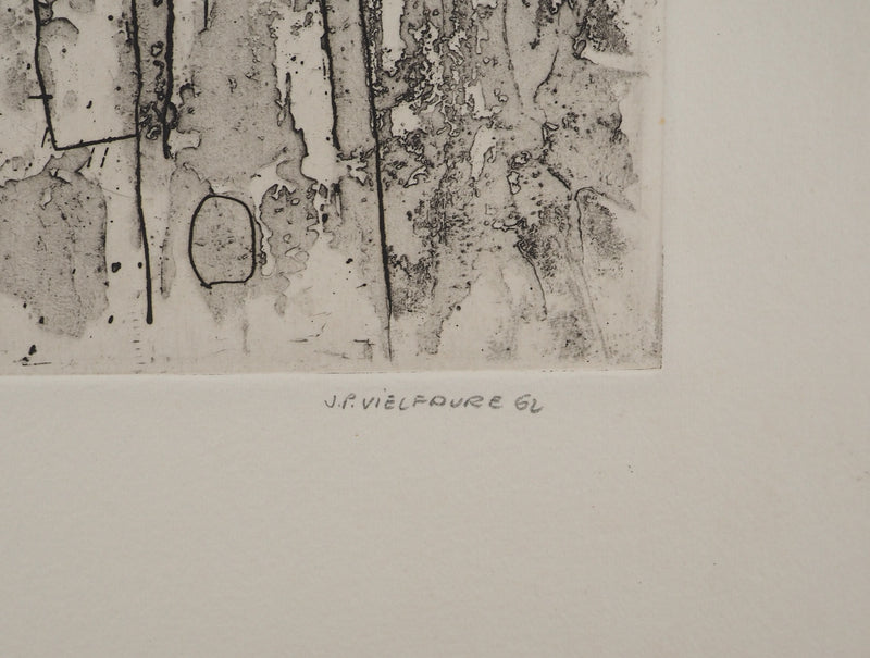 Jean-Pierre VIELFAURE : Silhouettes en suspens, Gravure originale signée