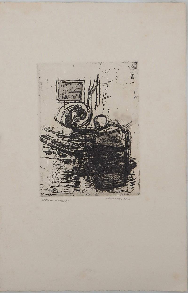 Jean-Pierre VIELFAURE : Enfant abstrait, Gravure originale signée