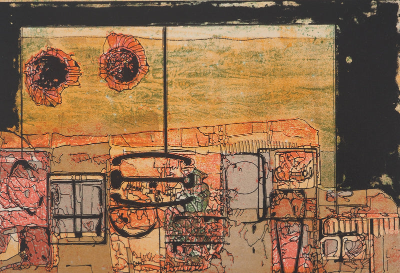 Jean-Pierre VIELFAURE : Architecture abstraite, Lithographie originale signée