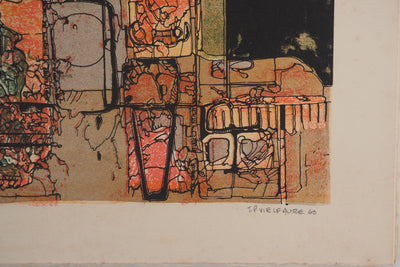 Jean-Pierre VIELFAURE : Architecture abstraite, Lithographie originale signée