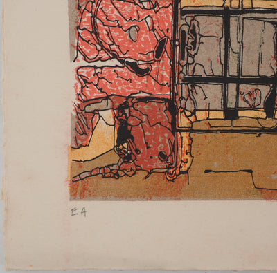 Jean-Pierre VIELFAURE : Architecture abstraite, Lithographie originale signée