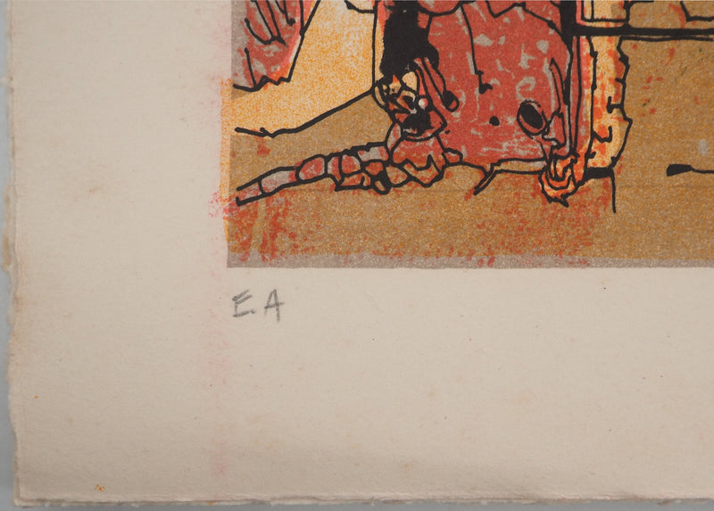 Jean-Pierre VIELFAURE : Architecture abstraite, Lithographie originale signée