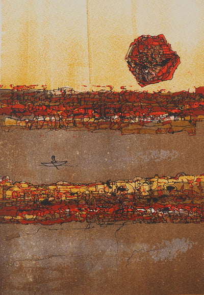 Jean-Pierre VIELFAURE : L'homme à la barque, Lithographie originale signée
