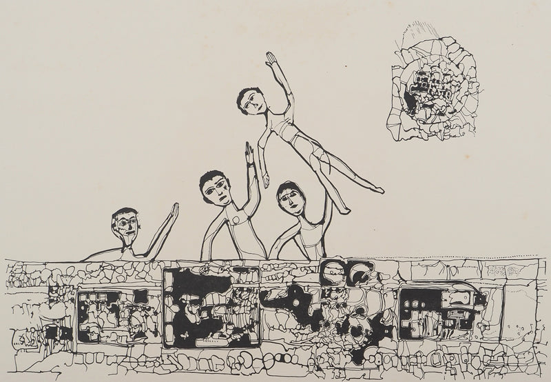 Jean-Pierre VIELFAURE : Personnages saluant, Sérigraphie originale signée