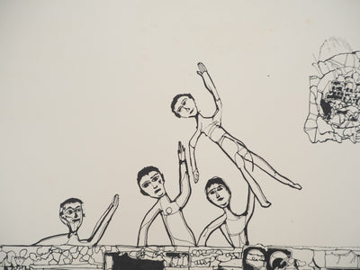 Jean-Pierre VIELFAURE : Personnages saluant, Sérigraphie originale signée
