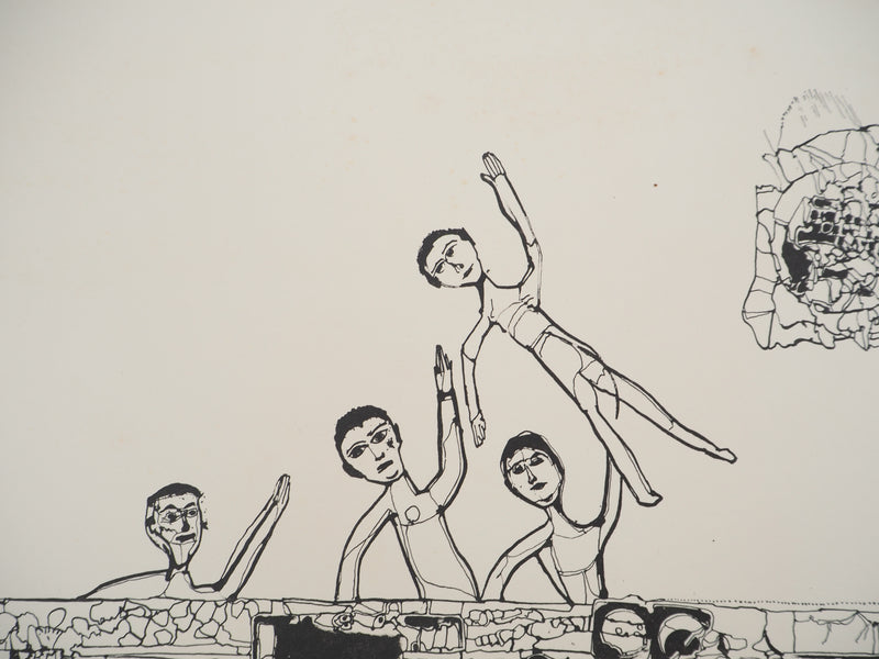 Jean-Pierre VIELFAURE : Personnages saluant, Sérigraphie originale signée